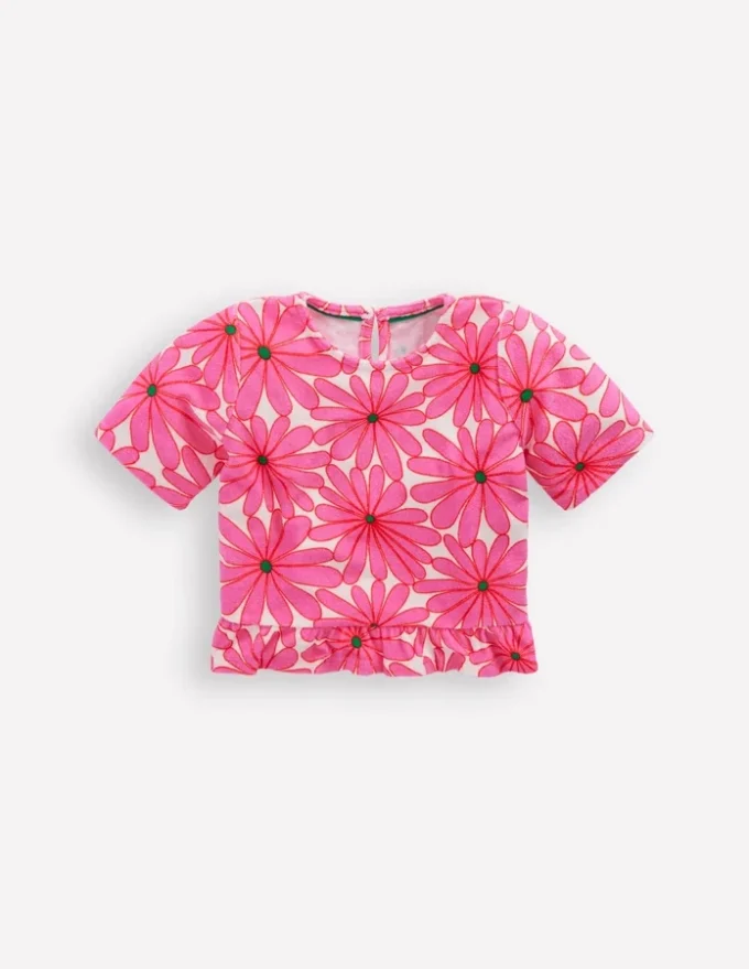 Peplum Towelling Top Festival Pink Giant Daisy Peplum Towelling Top Festival Pink Giant Daisy