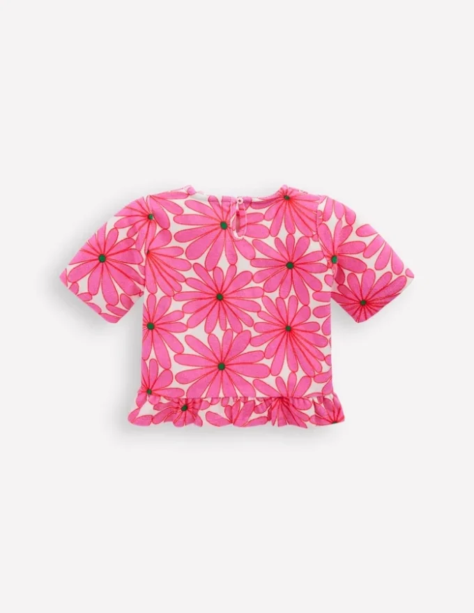 Peplum Towelling Top Festival Pink Giant Daisy Peplum Towelling Top Festival Pink Giant Daisy
