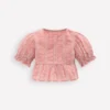 Peplum Woven Top Almond Pink Broderie Peplum Woven Top Almond Pink Broderie