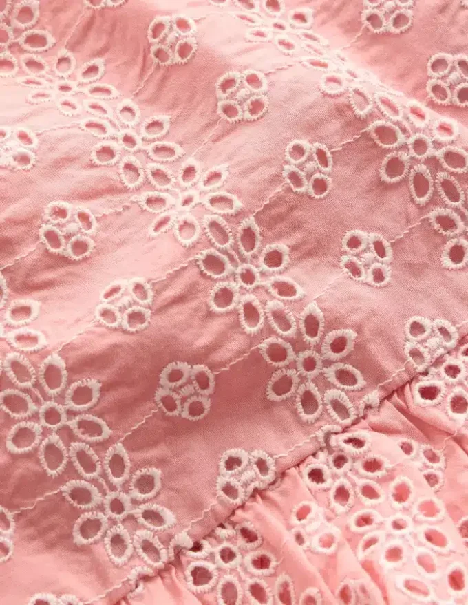 Peplum Woven Top Almond Pink Broderie Peplum Woven Top Almond Pink Broderie