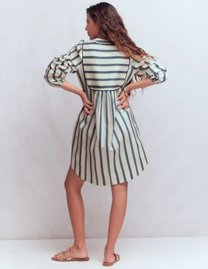 Pia Cotton Yoke Dress Blue Stripe Pia Cotton Yoke Dress Blue Stripe