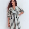 Pia Cotton Yoke Dress Blue Stripe Pia Cotton Yoke Dress Blue Stripe