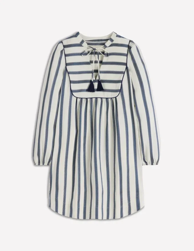 Pia Cotton Yoke Dress Blue Stripe Pia Cotton Yoke Dress Blue Stripe