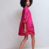 Pia Linen Blend Yoke Dress Pink Embroidery Pia Linen Blend Yoke Dress Pink Embroidery