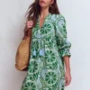 Pia Linen Yoke Tassel Dress Blue Euphoric Garden Pia Linen Yoke Tassel Dress Blue Euphoric Garden