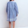 Pia Linen Yoke Tassel Dress Chambray Embroidery Pia Linen Yoke Tassel Dress Chambray Embroidery