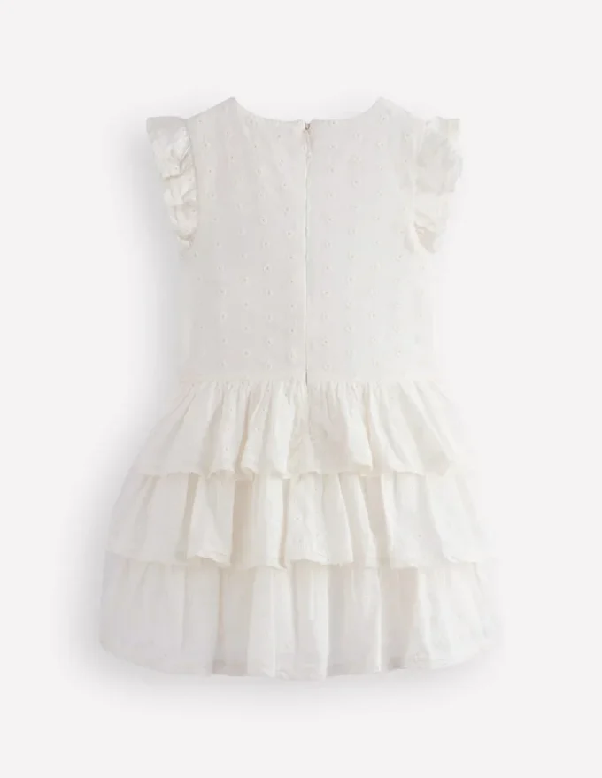 Pintuck Tiered Dress Soft Ivory
