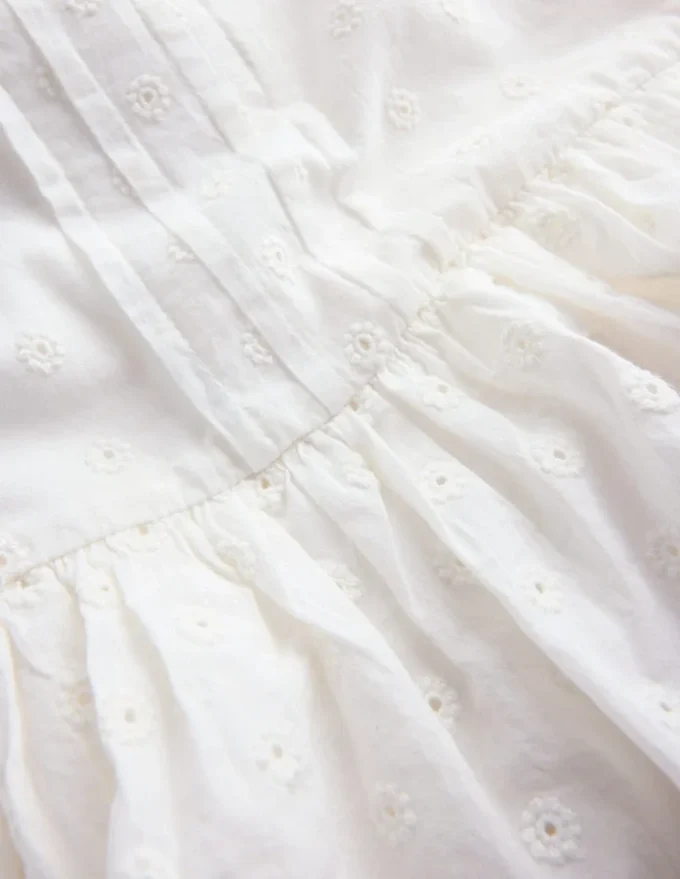 Pintuck Tiered Dress Soft Ivory