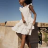 Pintuck Tiered Dress Soft Ivory
