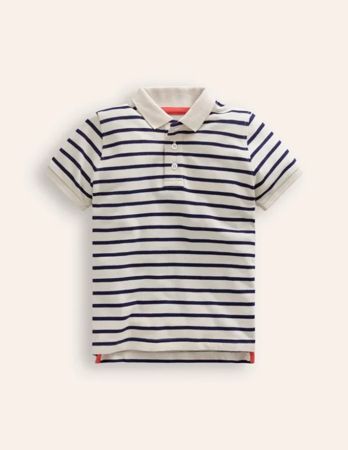 Piqué Polo Shirt Ivory/College Navy