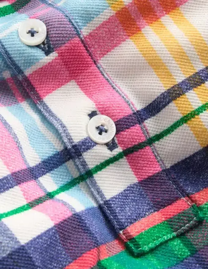 Piqué Polo Shirt Ivory, Pink & Green Madras Piqué Polo Shirt Ivory, Pink & Green Madras