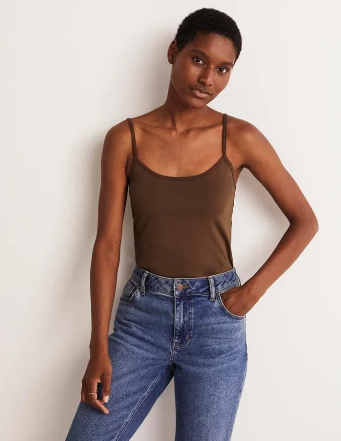 Plain Cami Top Deep Brown