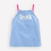 Plaited Strap Embroidered Tank Forget Me Not Blue Plaited Strap Embroidered Tank Forget Me Not Blue