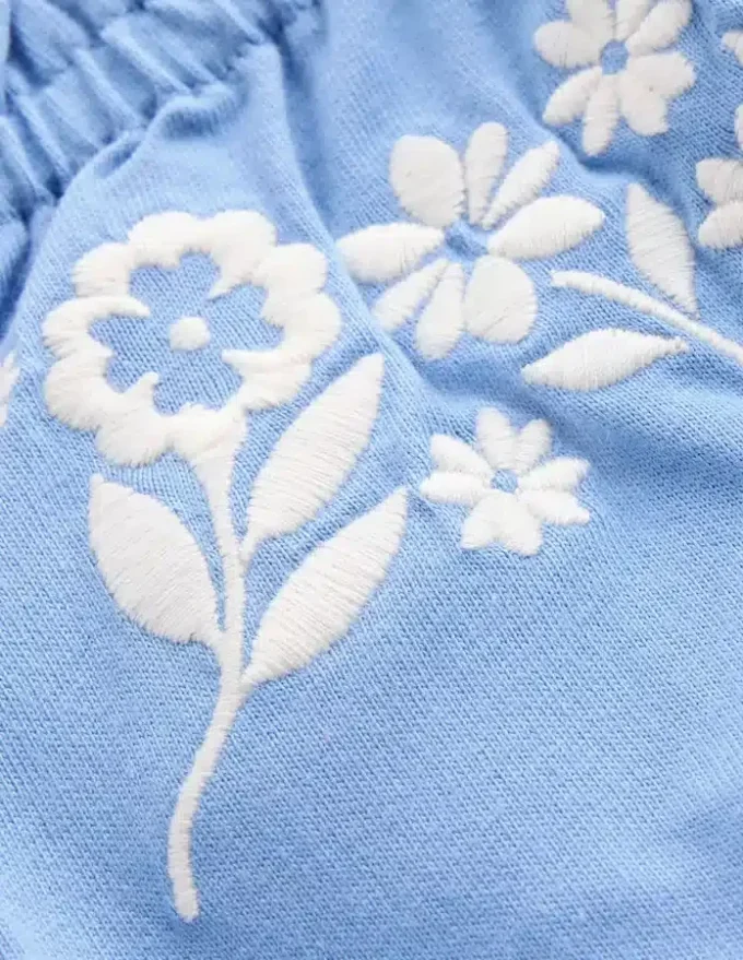 Plaited Strap Embroidered Tank Forget Me Not Blue Plaited Strap Embroidered Tank Forget Me Not Blue