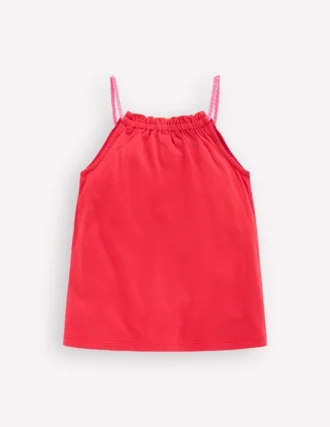 Plaited Strap Embroidered Tank Spicy Red