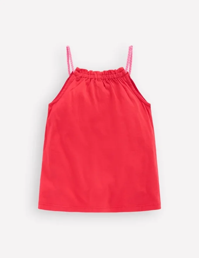Plaited Strap Embroidered Tank Spicy Red Plaited Strap Embroidered Tank Spicy Red