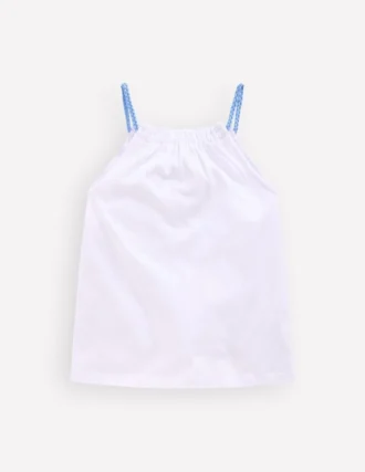 Plaited Strap Embroidered Tank White Embroidery