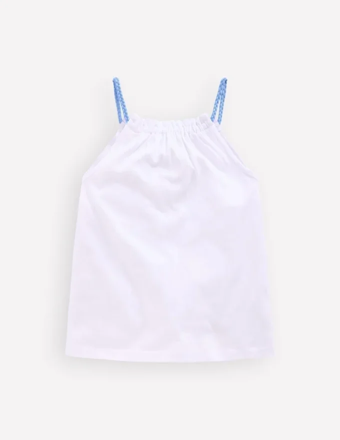Plaited Strap Embroidered Tank White Embroidery Plaited Strap Embroidered Tank White Embroidery
