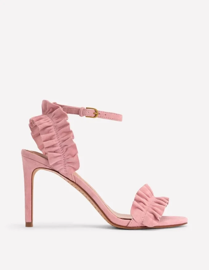 Pleat Detail Heeled Sandal Almond Pink Pleat Detail Heeled Sandal Almond Pink