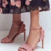 Pleat Detail Heeled Sandal Almond Pink Pleat Detail Heeled Sandal Almond Pink