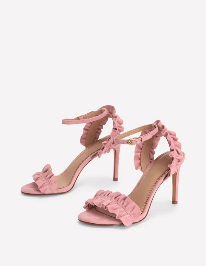 Pleat Detail Heeled Sandal Almond Pink Pleat Detail Heeled Sandal Almond Pink