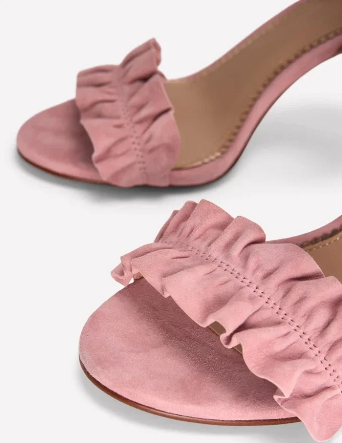 Pleat Detail Heeled Sandal Almond Pink Pleat Detail Heeled Sandal Almond Pink