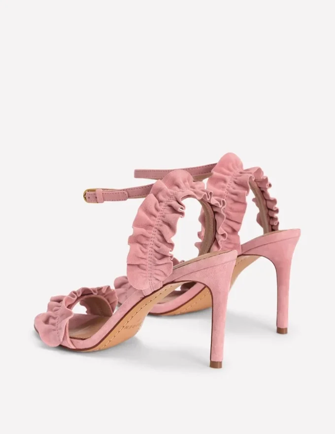 Pleat Detail Heeled Sandal Almond Pink Pleat Detail Heeled Sandal Almond Pink