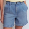 Pleat Front Denim Shorts Light Vintage Pleat Front Denim Shorts Light Vintage