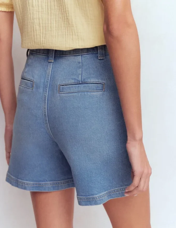 Pleat Front Denim Shorts Light Vintage Pleat Front Denim Shorts Light Vintage