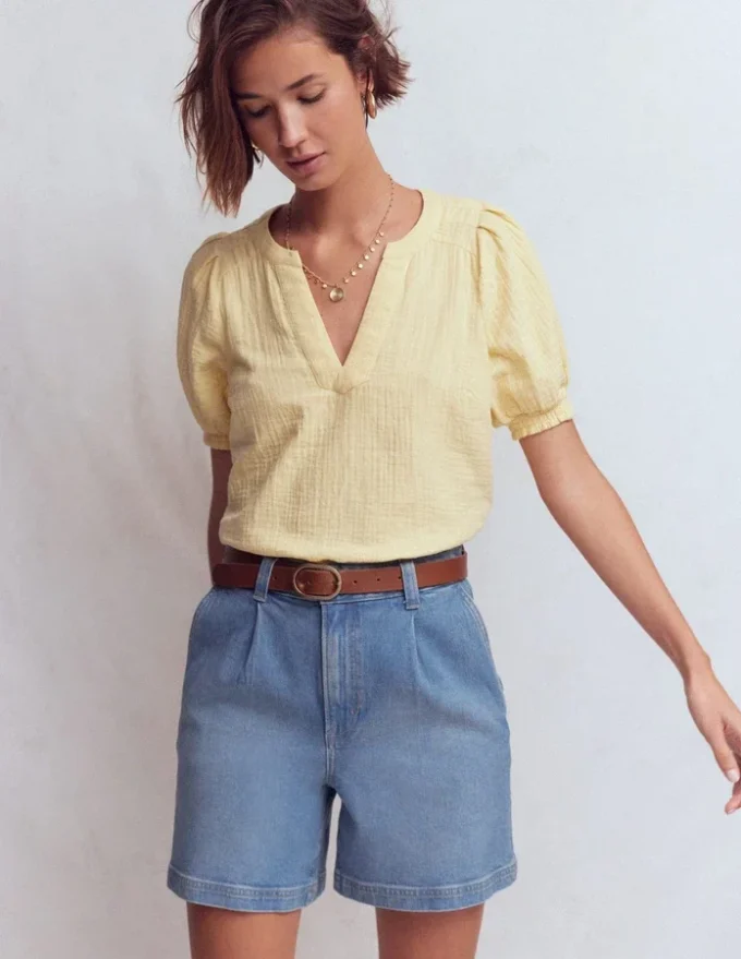 Pleat Front Denim Shorts Light Vintage Pleat Front Denim Shorts Light Vintage