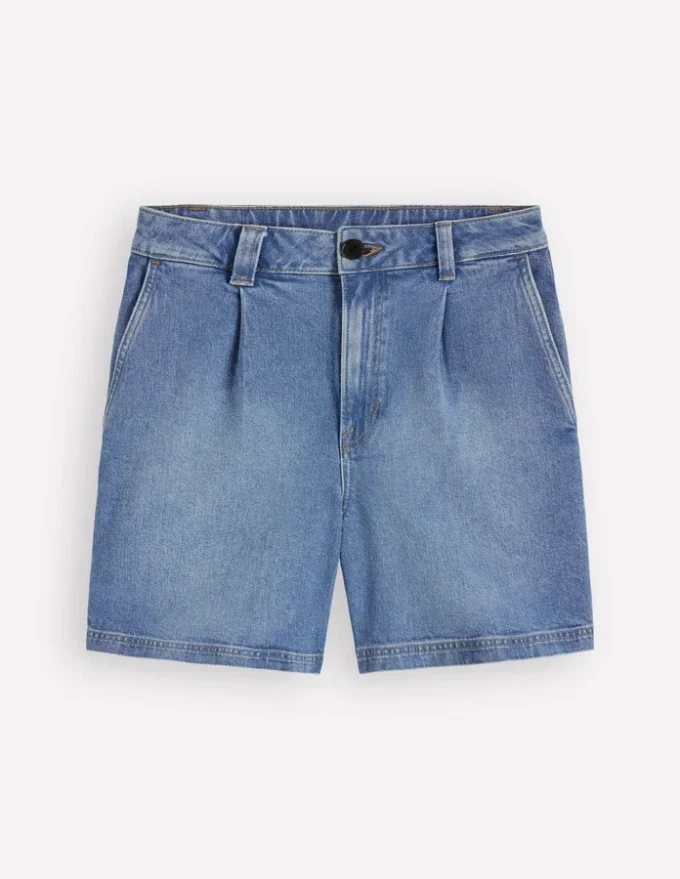 Pleat Front Denim Shorts Light Vintage Pleat Front Denim Shorts Light Vintage