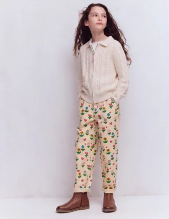 Pleat Jeans Ivory Sunflower Garden