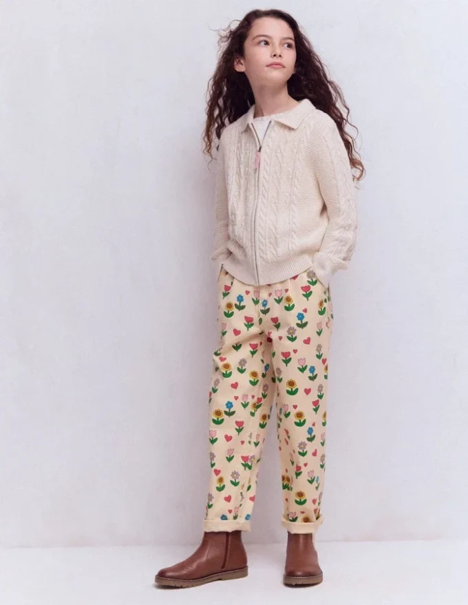 Pleat Jeans Ivory Sunflower Garden Pleat Jeans Ivory Sunflower Garden