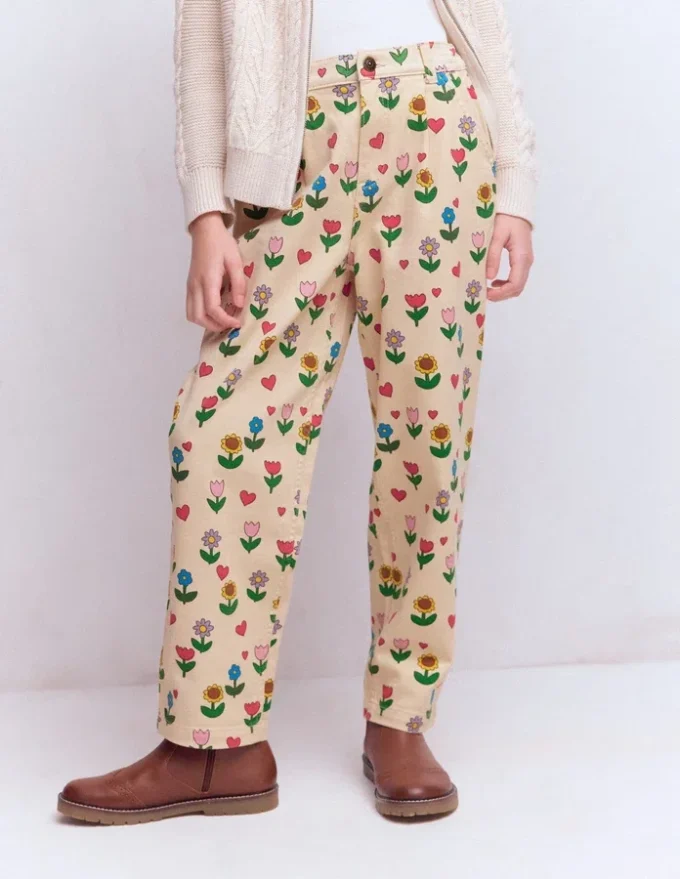 Pleat Jeans Ivory Sunflower Garden Pleat Jeans Ivory Sunflower Garden