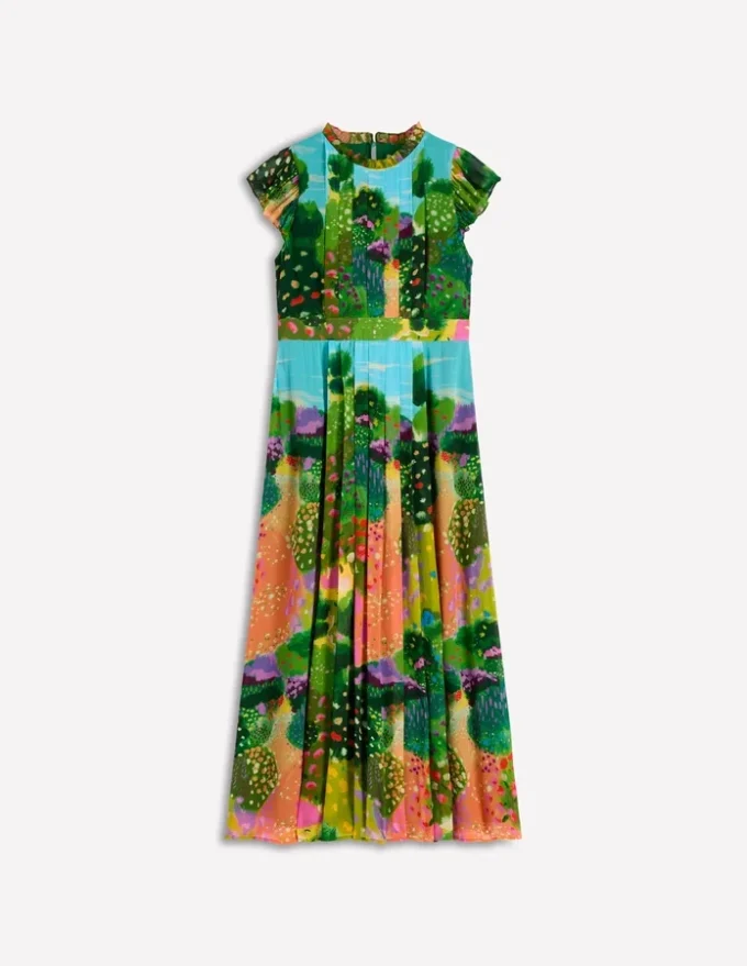 Pleat Ruffle Maxi Dress Multi, Garden Path Pleat Ruffle Maxi Dress Multi, Garden Path
