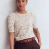 Pleat Sleeve Lace T-shirt Ivory Pleat Sleeve Lace T-shirt Ivory