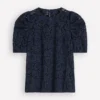 Pleat Sleeve Lace T-shirt Navy Pleat Sleeve Lace T-shirt Navy