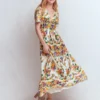 Pleat V-neck Dress Multi Meadow Flowers Pleat V-neck Dress Multi Meadow Flowers