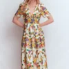 Pleat V-neck Dress Multi Meadow Flowers Pleat V-neck Dress Multi Meadow Flowers