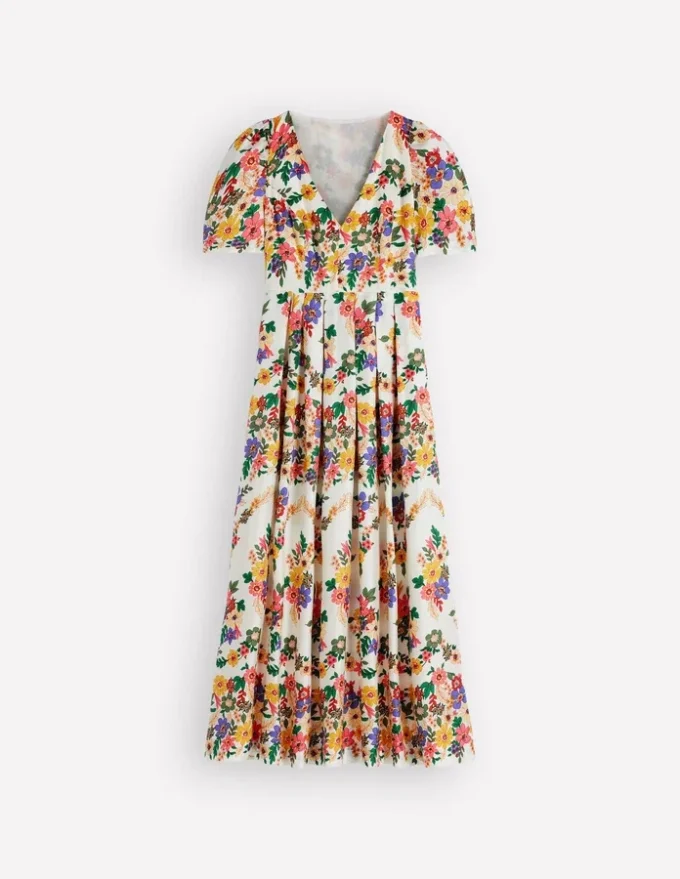 Pleat V-neck Dress Multi Meadow Flowers Pleat V-neck Dress Multi Meadow Flowers