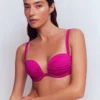Pleated Cup Bikini Top Bright Fuchsia