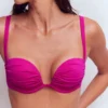 Pleated Cup Bikini Top Bright Fuchsia