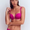Pleated Cup Bikini Top Bright Fuchsia