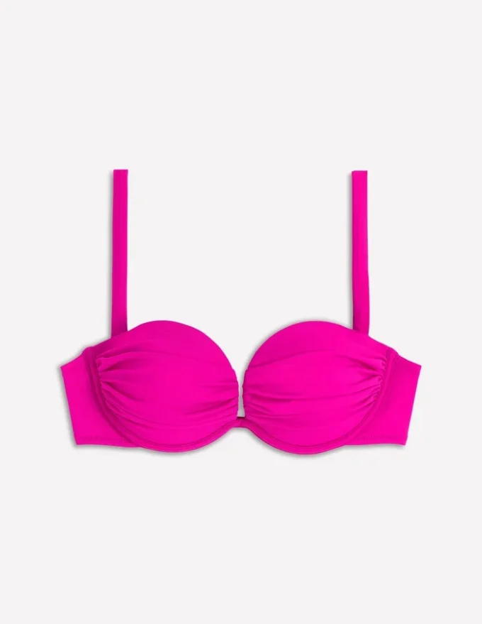 Pleated Cup Bikini Top Bright Fuchsia