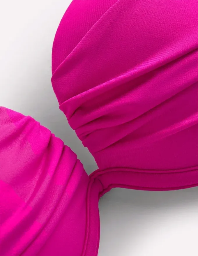 Pleated Cup Bikini Top Bright Fuchsia