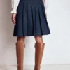 Pleated Denim Skirt Indigo Pleated Denim Skirt Indigo