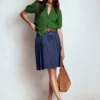 Pleated Denim Skirt Mid Wash Pleated Denim Skirt Mid Wash