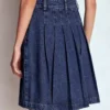 Pleated Denim Skirt Mid Wash Pleated Denim Skirt Mid Wash