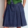 Pleated Denim Skirt Mid Wash Pleated Denim Skirt Mid Wash