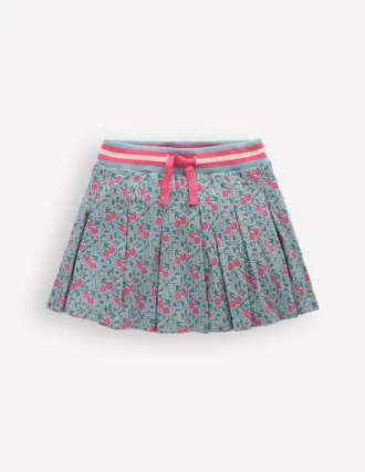 Pleated Jersey Skort Blue Cherries